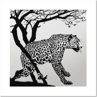 Leopard Shadow Silhouette Anime Style Collection No. 183 Posters and Art